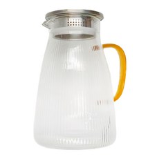 JUST HOME 清透感線條玻璃壺, 304不鏽鋼壺蓋, 1500ml, 1個, 透明