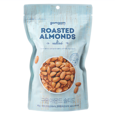 gomgom 鹹味烤杏仁 薄鹽 美國產杏仁 大容量夾鍊袋, 400g, 1包