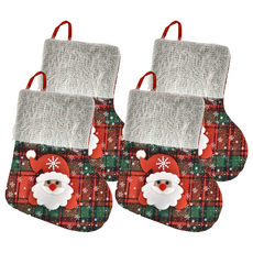 雪花格紋聖誕襪 GTX-5565, 雪花格紋, 4個