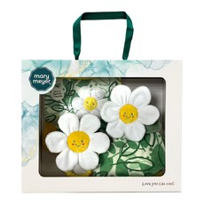 mary meyer 蜜兒 微笑小雛菊臻藏禮盒 沙沙紙+安撫巾+手搖鈴, 微笑小雛菊 白色 + 綠色, 1盒