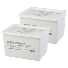 KEYWAY 聯府 工業風收納盒 附蓋 大, 白色, 2個