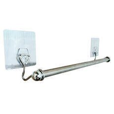 BEARGOOD 熊好貼 國際無痕掛勾不鏽鋼毛巾架 單桿 居家無痕收納系列 附特製套頭, 1組