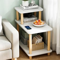 Horla 賀啦 生活家具用品 雙層小方桌 多功能收納 穩固承重 圓潤轉角避免碰撞 節省空間 靈活好擺放 收納不受限 方便實用, 73 x 60 x 30cm, 暖白, 1個