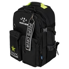 peeps 休閒字母刺繡後背包, 黑色