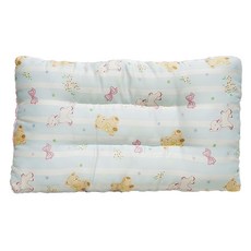 100%萊賽爾涼感水洗枕 同款枕心, 藍條領結熊 藍色 + 白色