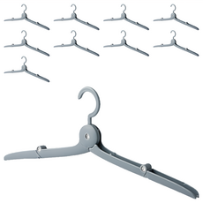 多功能防風防滑旅行摺疊衣架 PP+鋁材質 14x7x1.4公分, 藍灰色, 10個