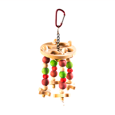Canary 迷你木偶串串 M-T457 天然松木鳥玩具 啃咬玩具 懸掛式鳥籠配件 益智玩具, 多色, 1個