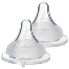 b.box PPSU嬰兒寬口圓孔奶瓶替換奶嘴 FDA食品級矽膠 耐熱 不含BPA, 3-6個月, 2個