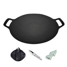 OUTSY 薄型雙耳韓式麥飯石不沾烤盤 黑色, 1個, 38cm