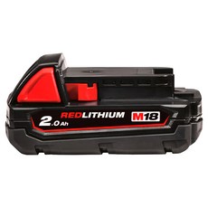Milwaukee 美沃奇 台灣公司貨 18V鋰電池 M18B2 紅黑 2.0AH, 1個, 1入