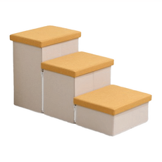 MH家居 寵物收納階梯3層 黃色 77 x 33 x 42.5cm, 1組