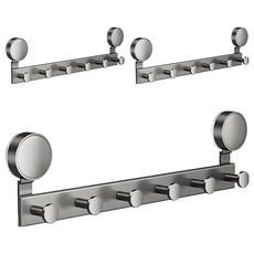 吸盤系列 太空鋁門後連排掛勾 40.5 x 12 x 4cm, 6勾 槍灰色, 3個