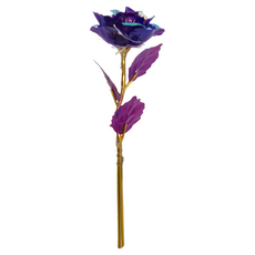 LED金箔玫瑰花 鋁膜七彩紫, 鋁膜七彩紫 紫色 + 金色 + 藍色, 1支