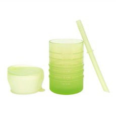 BUMKiNS 白金矽膠吸管杯, 100%矽膠 耐熱溫度-40°C~+175°C, 適用年齡6個月以上, 1個, 香瓜綠, 210ml