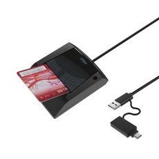 INTOPIC 廣鼎 晶片讀卡器 CR-38, USB & Type-C 二合一接頭設計, 支援Windows / Mac / Linux, 黑, 1入