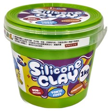 Q-doh 有機矽膠黏土 歡樂柔軟量量桶 超柔韌重複玩永不乾硬, 青草綠, 1kg, 1桶