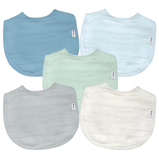 美國 green sprouts 小綠芽 100%有機棉細紗布吸水口水巾 圍兜 5個組 藍莓奶昔 超細緻吸水, 0-12 months