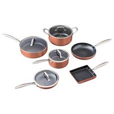 IRIS OHYAMA 愛麗思歐雅瑪 鑽石經典款IH鍋 DG-SE10, 銅色, 10件, 1組