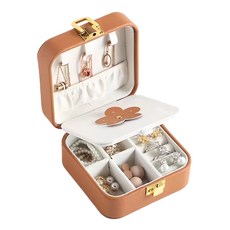 MYUMYU 沐慕家居 皮革絨布飾品收納盒 南瓜色, 1個