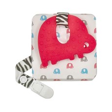 PUKU 藍色企鵝 Baby GaGa小象固齒器 含鍊夾 - 紅色, 防吊扣袋 + 固齒器 + 保存盒, 1個