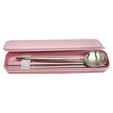 Homely Zakka 簡約時尚北歐風304不鏽鋼餐具組, 筷子 + 湯匙 + 餐具盒, 本色銀色, 1組