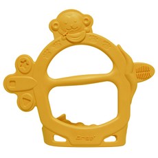 Ange 手環穿握型固齒器，3個月以上適用，黃色猴子款, 1個, 11.6 x 10.2 x 3cm