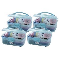 JUSKU 佳斯捷 飛天寶收納箱 收納盒 置物盒, 藍色, 4個