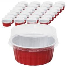 Ideal Wrapping 毅典 圓形彩色鋁箔 含蓋, 古典紅, 100入, 耐熱250°C, AP125A, 1組