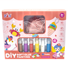 OhBabyLaugh 免烤膠畫 DIY軟膠彩繪 Ages 3主題 自然風乾, A5.甜點款粉色, 1盒