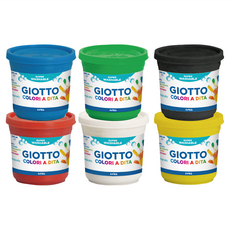 GIOTTO 幼兒安全手指膏 Set 6色 200ml, 手塗鴉，趣味無窮, 附著性強，不易流下, 清洗容易，不殘留, 1.2L