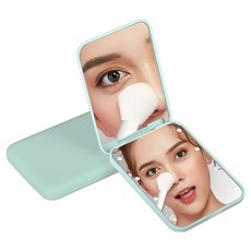 Couselect 2倍放大 LED補光方形隨身化妝鏡/美妝鏡/補妝鏡, 綠色