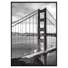 舊金山 金門大橋 黑白風景牆面裝飾藝術畫, 黑色