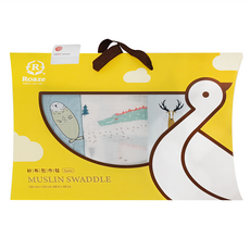 Roaze 柔仕 紗布包巾毯3件組禮盒, 120x120公分, 適用於涼被/包巾/推車遮陽巾/哺乳巾, 男寶組