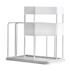 HOLA 和樂家居 Ink 鐵線收納砧板刀具架 附吸水珪藻土墊 21 x 12.5 x 21.5cm 960g, 白色, 1個