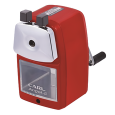 CARL Angel-5 削鉛筆機，經典雙厚鋼板設計，自動停削，可固定於50mm厚桌面, 紅色, 1個