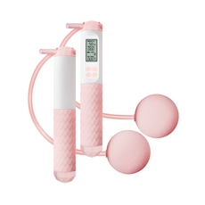 電子跳繩, PP/EVA材質, 繩長35cm/3cm, 適合身高130-185cm, 230g, 莫蘭迪粉, 1個