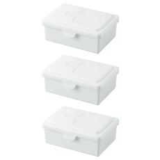 inomata 掀蓋式濕紙收納盒, 內外蓋雙層設計, 物品不易髒污, 也可當作嬰兒濕紙巾和口罩收納盒, 白色, 3個