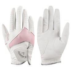 Callaway 卡拉威 女款合成皮革高爾夫手套, 白色 + 粉色, 1雙