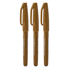 Pentel 柔繪筆 SES15C-Y 簽字筆 10支裝, 黃土 狐色, 3盒, 1色