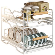 AFAMIC 艾法 廚房碗盤瀝水架櫥櫃拉籃抽屜式下水槽收納置物架 碳鋼材質, 白色, 2層, 1組