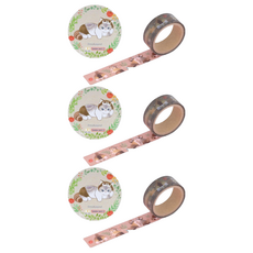 sun-star 貓福珊迪 mofusand 可愛裝扮透明膠帶 玻璃紙材質 15mmx4M W40xH40xD15mm, 浣熊, 3個