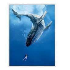 鑽石畫 ZSD3538 鯨魚, 40 x 30cm, 白色