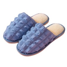 iSFun 刷毛保暖室內拖鞋 4445號, 棉花方塊 藍色, 1雙