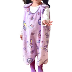 愛北鼻 無痕背心式法蘭絨睡衣 蝴蝶結紫兔 110碼(100~110cm) 兒童連身睡衣, 紫色