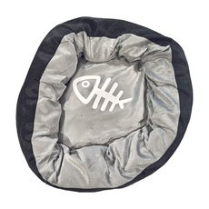 毛皇上 蛋塔窩 貓狗通用寵物床 短毛絨, S (直徑40cm), 灰黑色, 1個