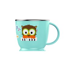 Edison 愛迪生 貓頭鷹ST單握水杯 240ml 高級不鏽鋼, 藍色, 1個