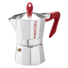 PEDRINI Kaffettiera 3杯 紅色/銀色 - 輕鬆享受香醇義式咖啡, 1個