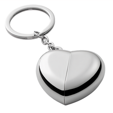 reflects 簡約愛心鑰匙圈, 亮銀色, 1個