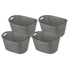 KEYWAY 聯府 南洋藤藝置物籃 KGB6242 24L, 灰色, 4個