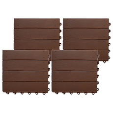 PMU 必美優 木紋組合地墊 4片, 30 x 30 x 1.6cm, 深木色, 1包